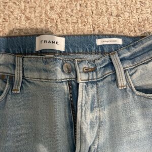 Frame Le High Straight cropped distressed high-rise straight-leg jeans